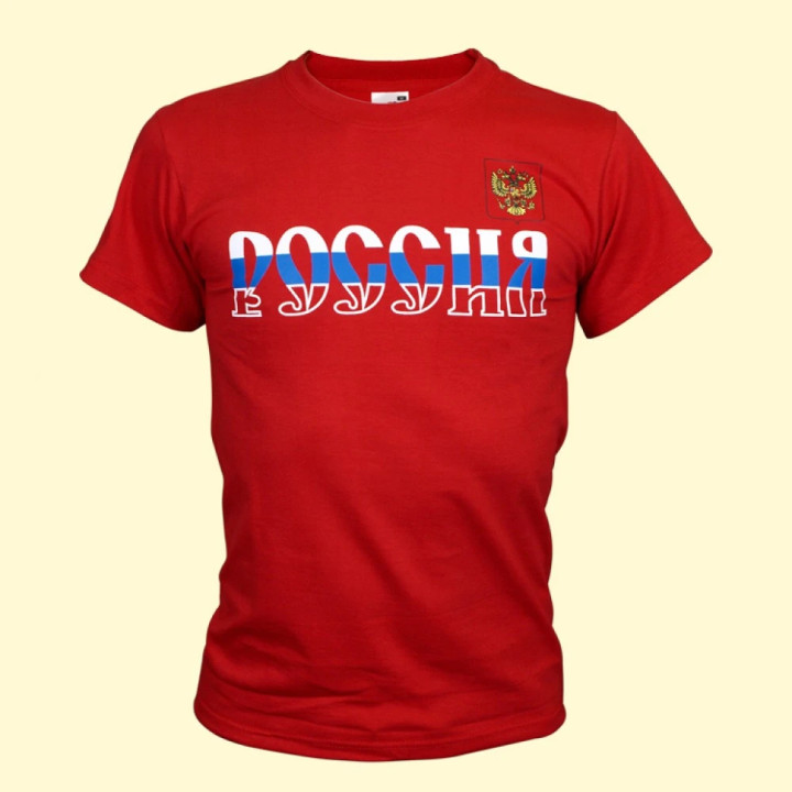 Футболка "Россия", красная, 100%-хлопок