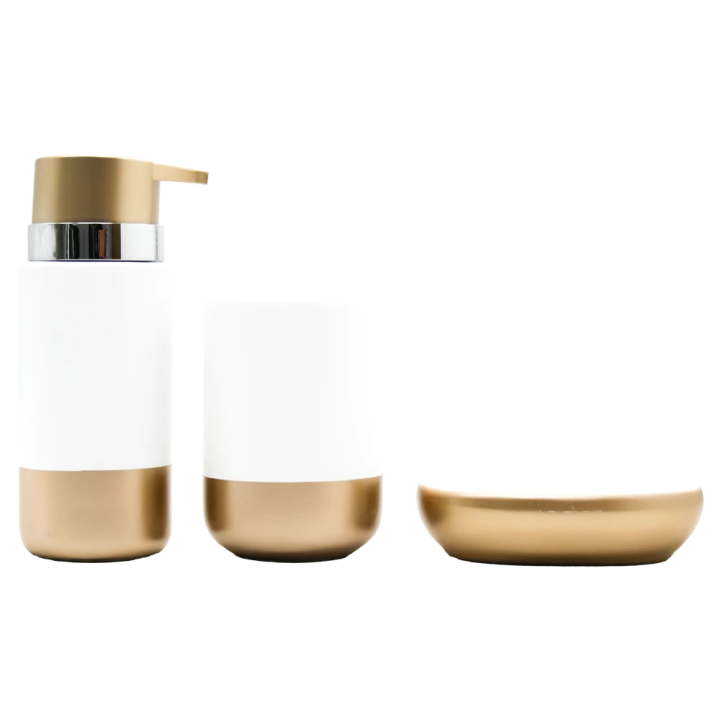 Bathroom Accessory 3-Piece Set made of Ceramic and Plastic, white
