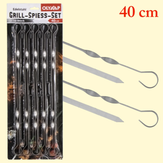 Grillspieß, 10 St 40 cm, 10 mm breit, Edelstahl 1,5 mm