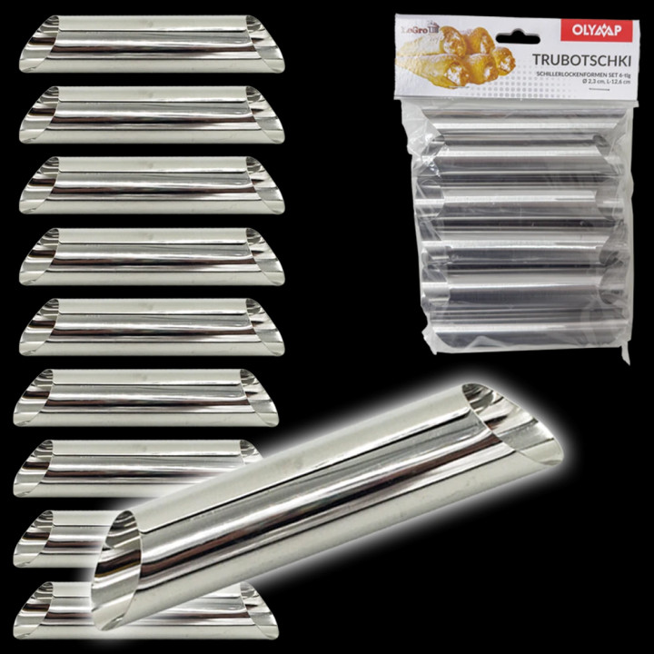 Backform 10-er Set Trubotschki aus Edelstahl, L-12,6 cm Ø2,3 cm