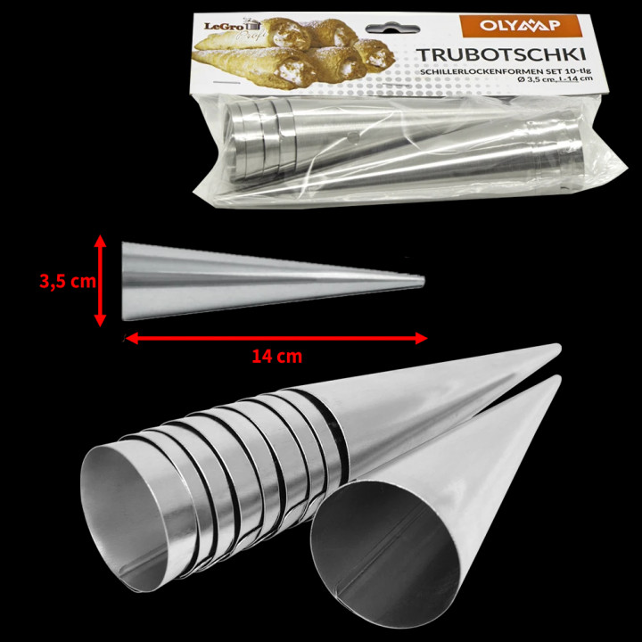 Backform 10-er Set Trubotschki aus Edelstahl, groß, L-14 cm Ø3,5 cm *