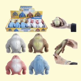 Squeeze Gorilla 10 cm, sand-filled, 240 g, 4 colors, 12 pieces in display