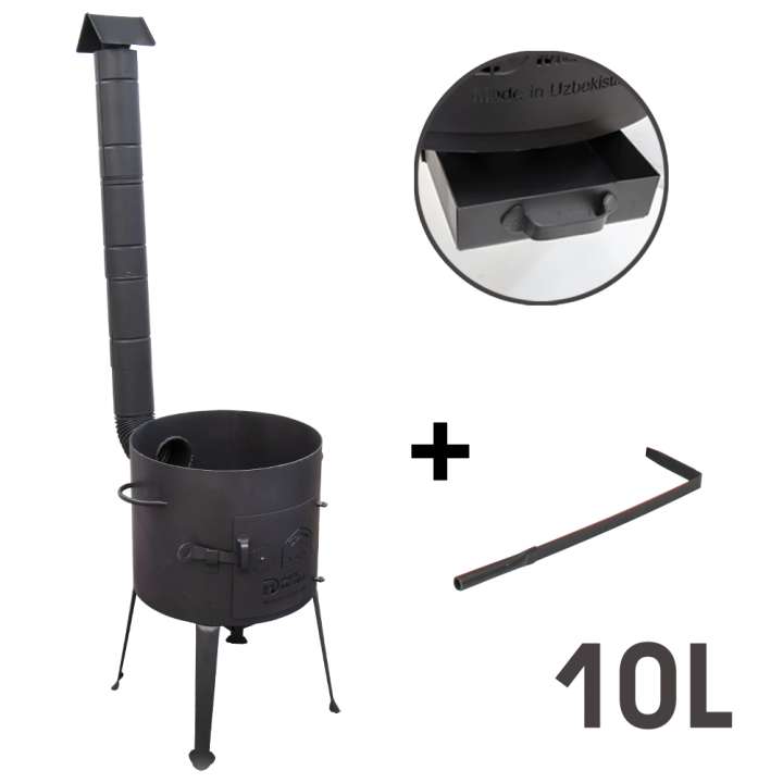 Utschak mit Schornstein für Kasan 10 L, Stahl 2 mm, Ø 358 mm, 136 cm *