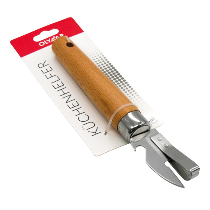 Can opener, tin can knife 18 cm, wood, steel