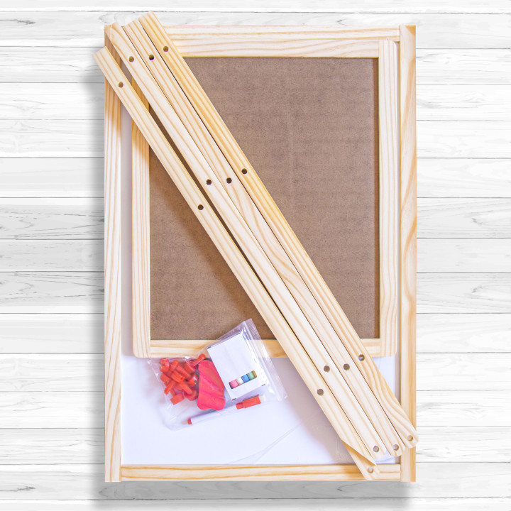 Children's 2-sided easel for drawing, wood, plastic, 47 x 44 x 109 cm