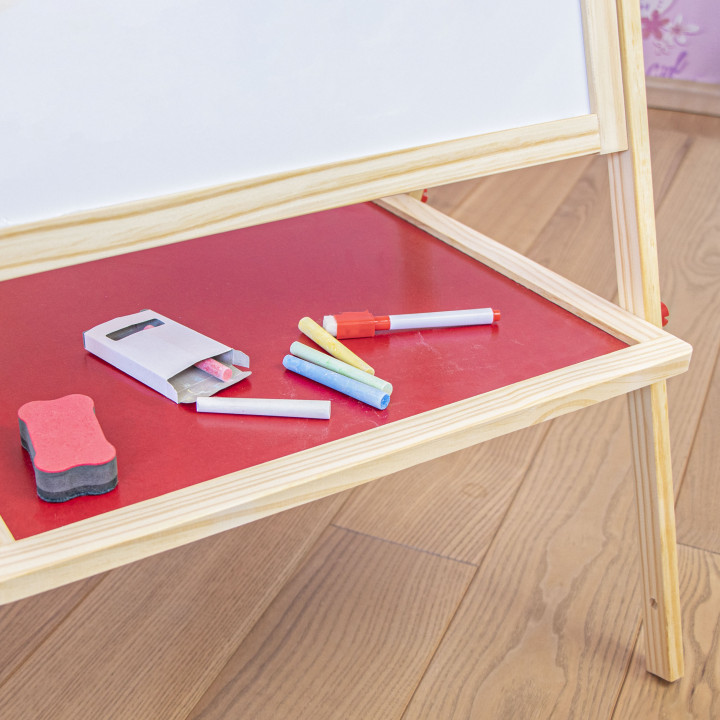 Children's 2-sided easel for drawing, wood, plastic, 47 x 44 x 109 cm
