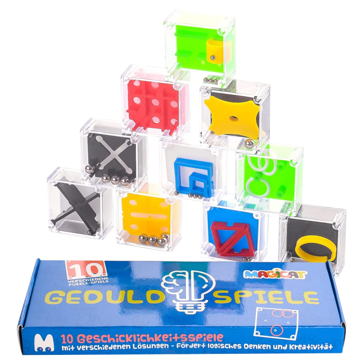 Magicat Premium Geduldspiele Set, 10 Knobelspiele, Geschenk für Kindergeburtstag