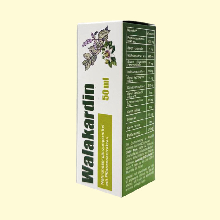 Valacardine, 50 ml, multilingual packaging: RU, DE, EN, FR, NL, ES, IT
