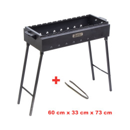 Mangal mit faltbaren Beinen und Zangen LBH: 60 x 33 х 73 cm, aus 2 mm Stahl *