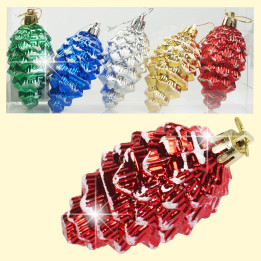 Tannenbaumschmuck-5er-Set Tannenzapfen 8 cm, multicolor