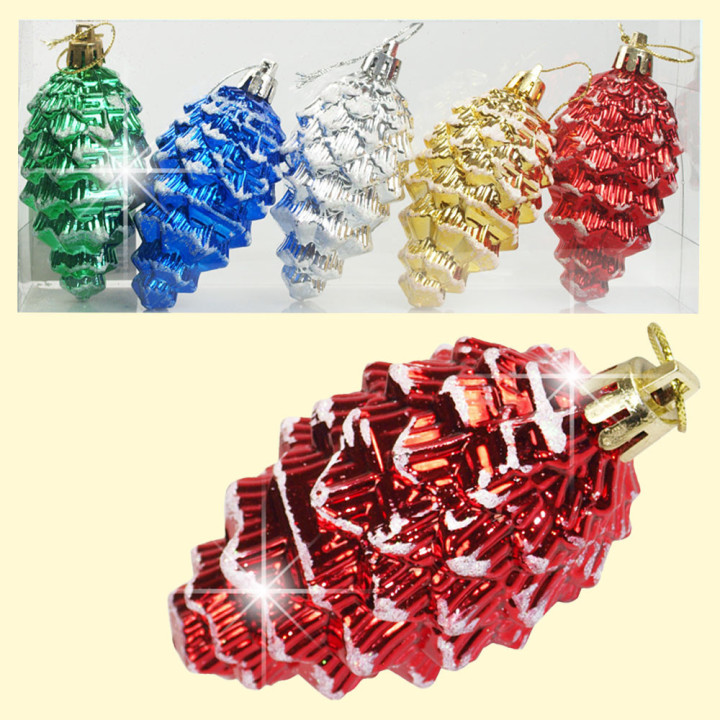 Tannenbaumschmuck-5er-Set Tannenzapfen 8 cm, multicolor