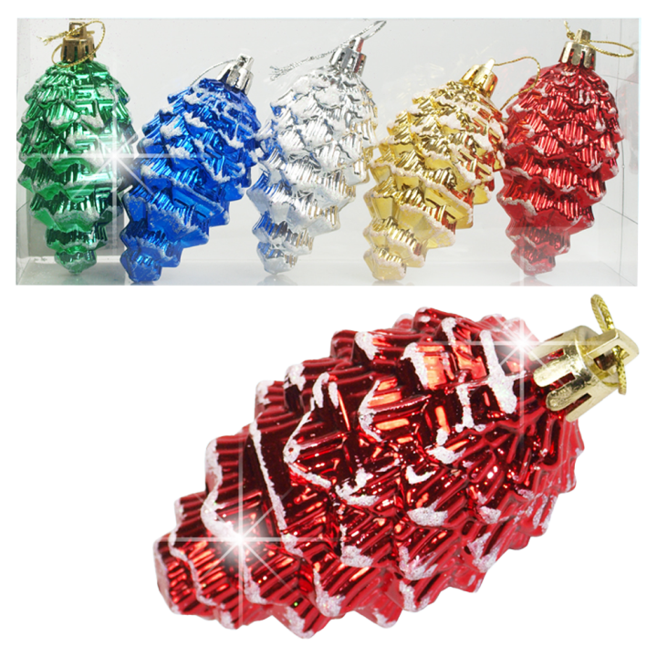 Tannenbaumschmuck-5er-Set Tannenzapfen 8 cm, multicolor