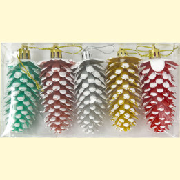 Christmas tree ornaments 5-piece set of pine cones, 9 cm