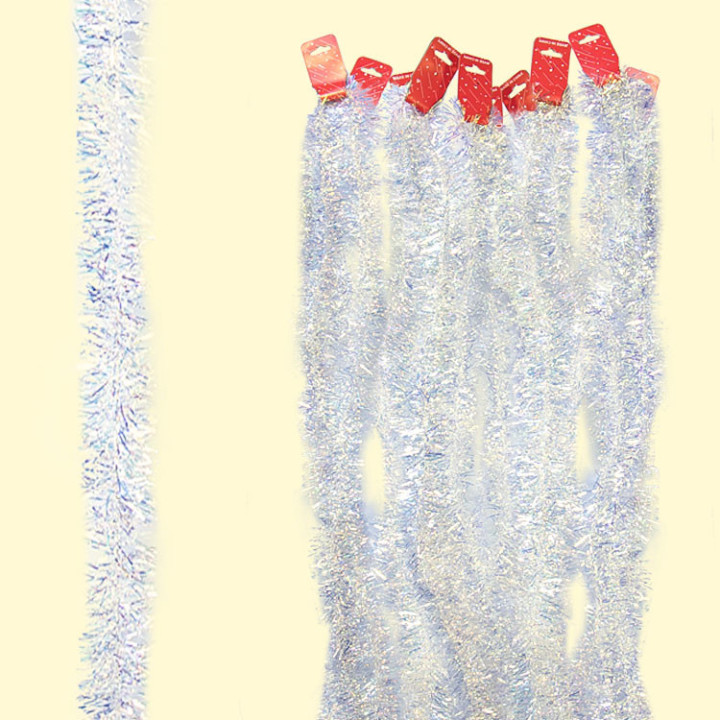 Girlanden Set 10-tlg, Lamettagirlande weiß glänzend, Ø 7 cm, 200 cm