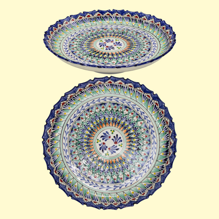 Lagan Mechrob carved, ceramics, handmade, pattern mix, Ø 36 (38) cm