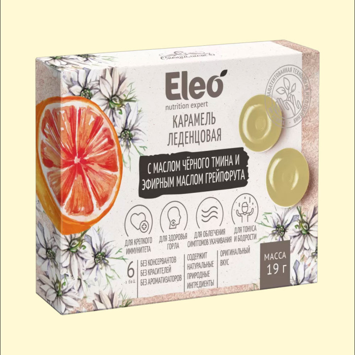 Karamellbonbons mit Schwarzkümmelöl und ätherischem Grapefruitöl Eleo 19 g MHD bis 24.05.2026!