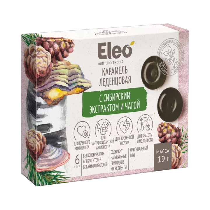 Karamellbonbons mit sibirischem Extrakt und Chaga Eleo 19 g