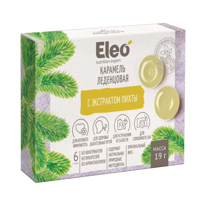 Карамель леденцовая с экстрактом пихты Eleo 19 г Срок годности до 24.05.2026!