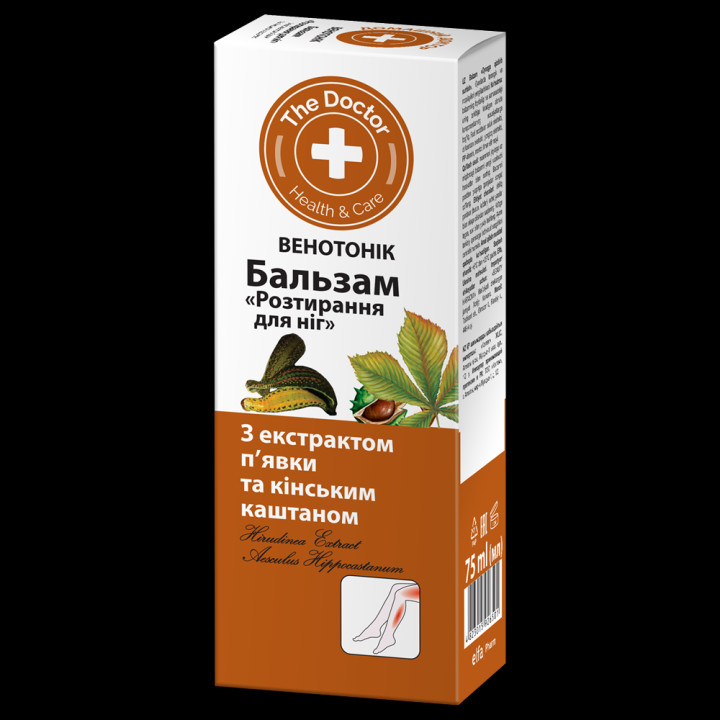 Бальзам - Растирка для ног Домашний доктор, венотоник, с экстрактом пиявки и конским каштаном, 75 мл