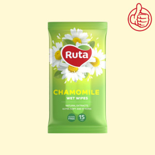 Feuchttücher Ruta Selecta Chamomile 15 Stück, mit Kamillenextrakt