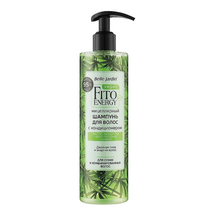 Belle Jardin Mizellar Shampoo mit Conditioner – Hanföl, Phyto-Proteine und Koffein, 400 ml