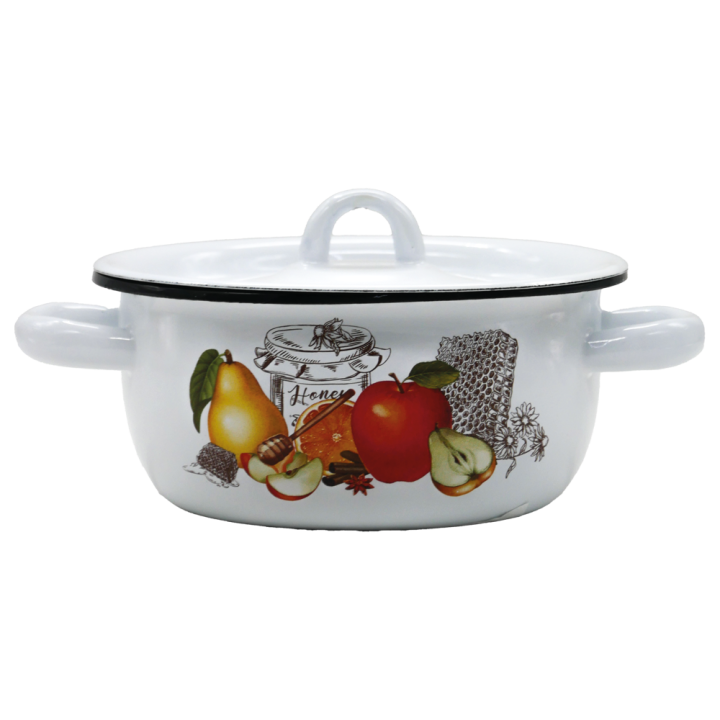 Enamel Pot with Lid Honey Feast 1,5 L