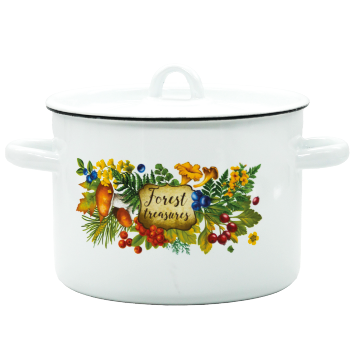 Кастрюля эмалированная с крышкой Лесные сокровища, 3 л