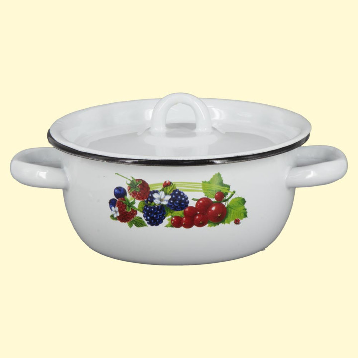 Topf mit Deckel Brombeeren emailliert, 1,5 L