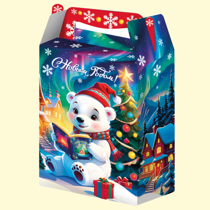 Polar Bear New Year packaging, 1000 g, cardboard gift box for candies