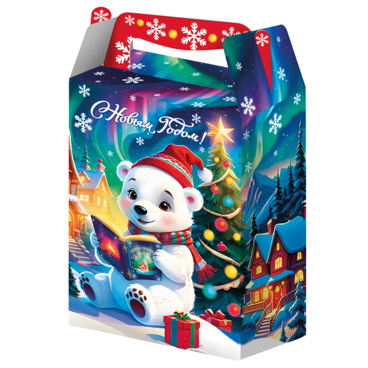 Polar Bear New Year packaging, 1000 g, cardboard gift box for candies