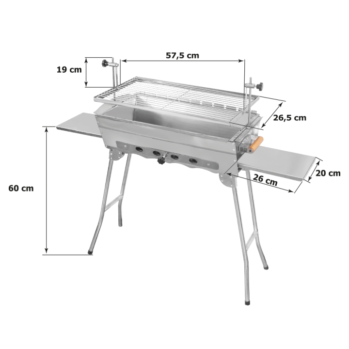 Mangal IDEAL neu, HLB: 60 x 57,5 x 26,5 cm, mit Kohlebehälter, Edelstahl 2 mm, rostfrei.
