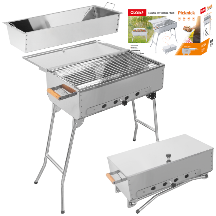 Mangal PICKNICK neu, HLB: 80 x 60 x 33 cm, Edelstahl 0,8 mm, rostfrei *