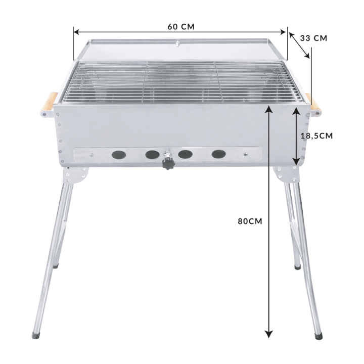 Brazier PICKNICK new, WDSH: 80 x 60 x 33 cm, stainless steel 0,8 mm.