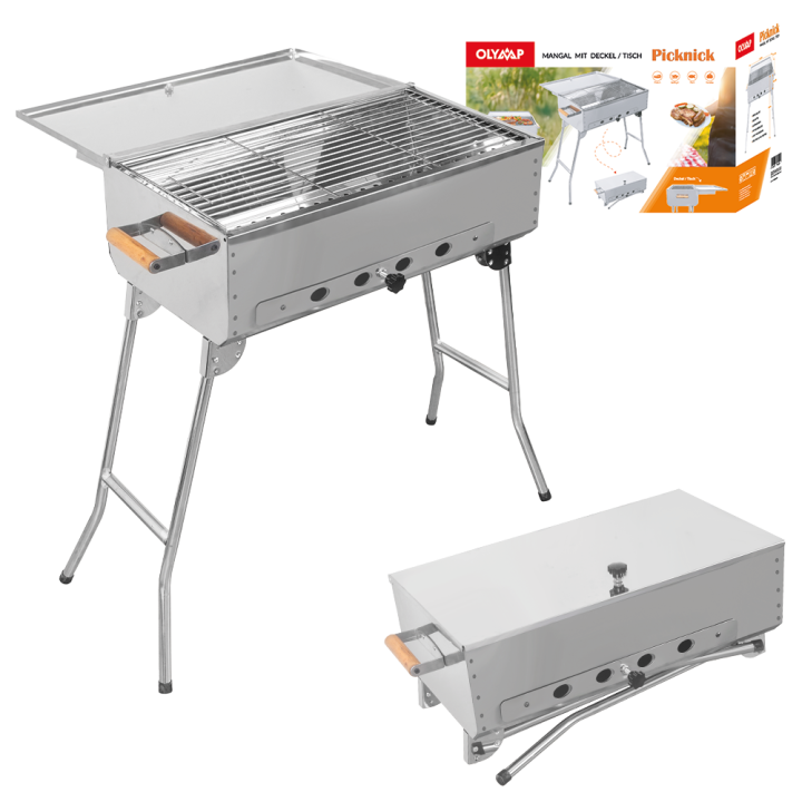 Mangal PICKNICK neu, HLB: 80 x 60 x 33 cm, Edelstahl 0,8 mm, rostfrei *