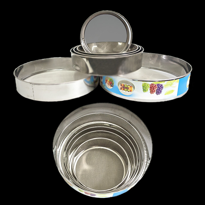 Mehlsieb-Set (6 St.), Fassung aus Edelstahl, Ø 15 - 27 cm, H-6 cm
