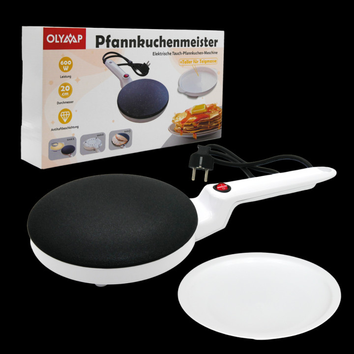 Pfannkuchen-Maker Pfannkuchenmeister Ø 20 cm, 600W, elektrisch, antihaft, VerGr.: 20 × 40 × 6,5 cm