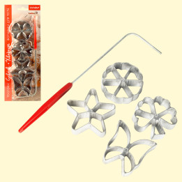 Ausstechformen für Kekse HWOROST, 4 Stück + Halterung, Metall, 2 cm hoch *