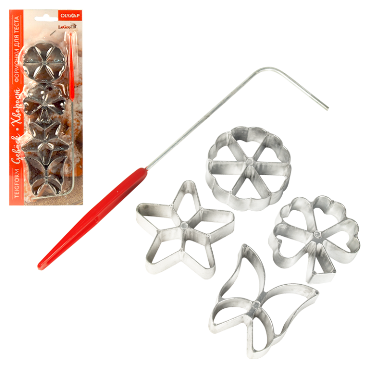Ausstechformen für Kekse HWOROST, 4 Stück + Halterung, Metall, 2 cm hoch *