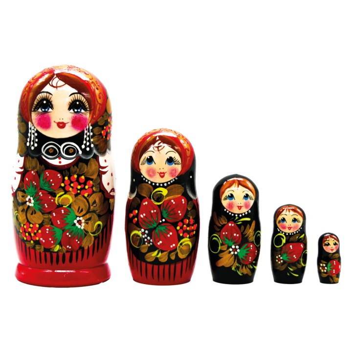 Matryoshka Khokhloma Red Strawberry M5 18 cm