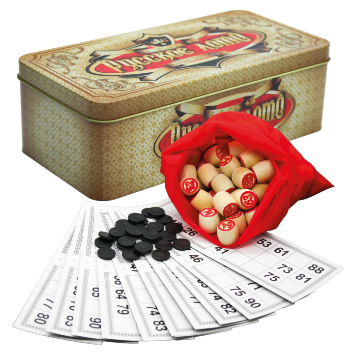 Lotto im Geschenketui aus Metall – Retro-Stil, Luxusausführung, 24 x 12 cm, Holz, Metall