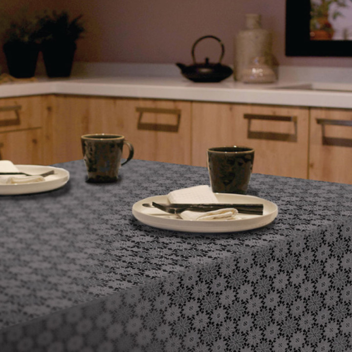 Tischdecke TR-668 mit Spitze Kamille in Antrazit 138 cm x 20 m