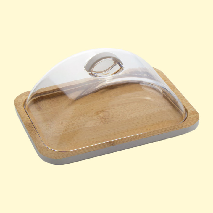 Butter dish made of plastic and wood, 7.5 x 1.2 cm, 135 g