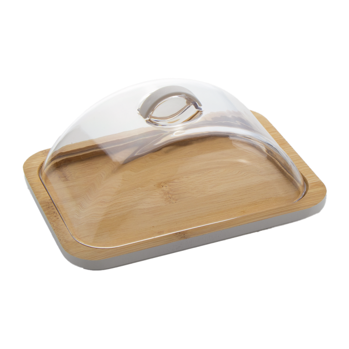 Butter dish made of plastic and wood, 7.5 x 1.2 cm, 135 g