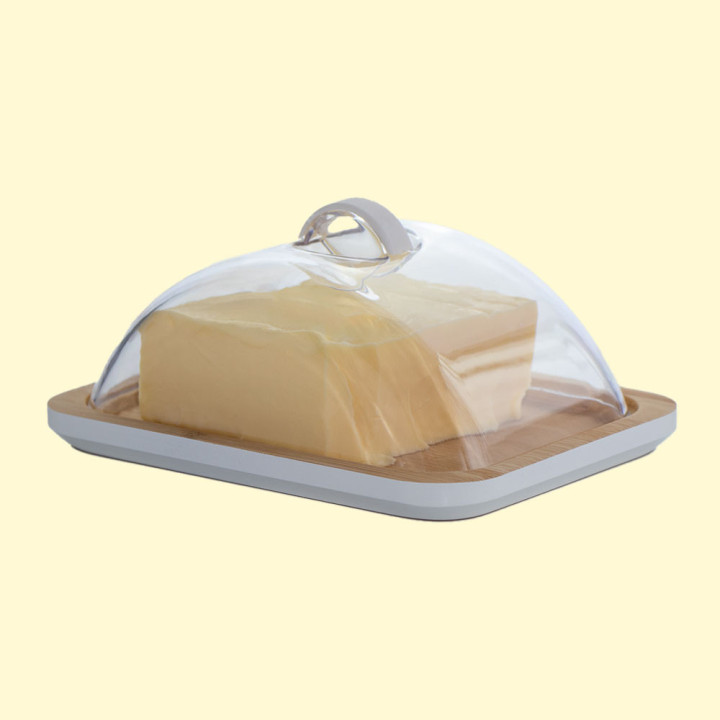 Butterdose aus Plastik und Holz, 7,5 x 1,2 cm, 135 g