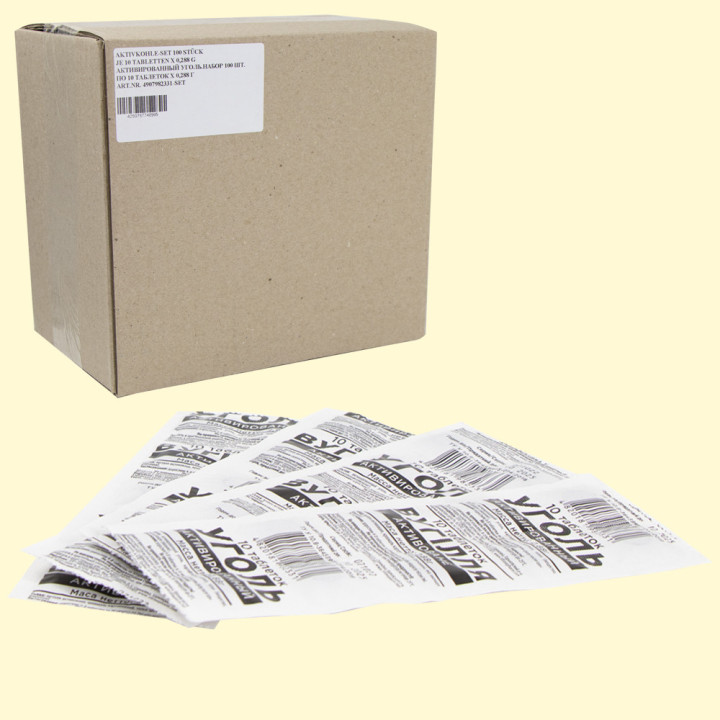 Aktivkohle-SET 100 St je 10 Tabletten x 0,288 g