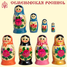 Matryoshka Semenevskaya M4 9 cm, different colors
