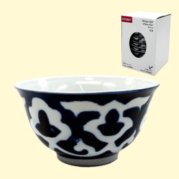 Piala-Set Pahta Gul 6 St, weiß-blau, Usbekistan, Ø 11 cm