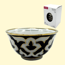 Piala-Set Pahta Gul 6 St, weiß-blau-gold, Usbekistan, Ø 11 cm