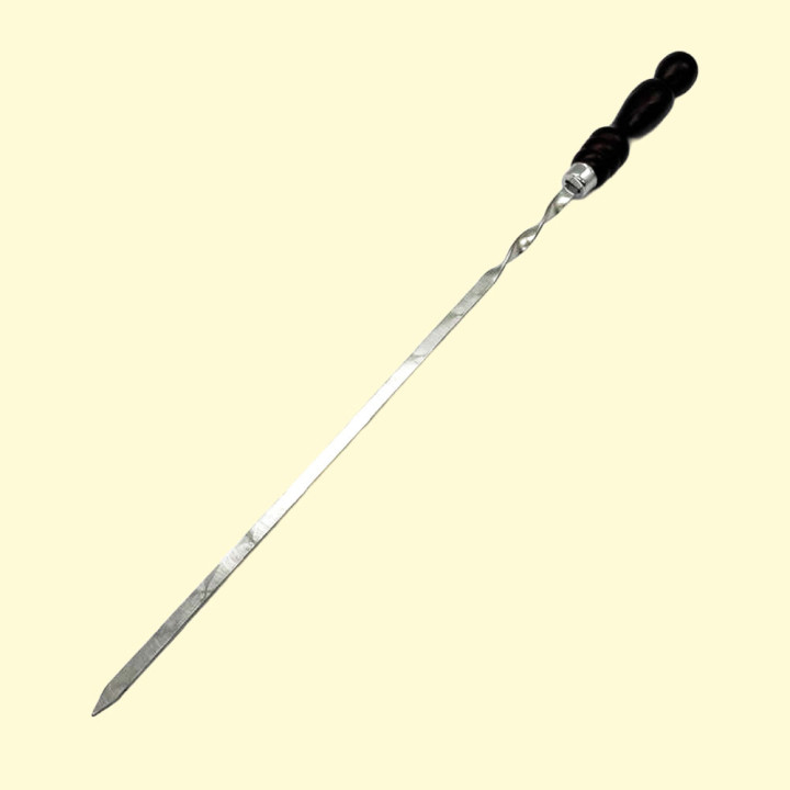 Skewer with Wooden Handle, 600 x 10 x 2.5 mm, Stainless Steel