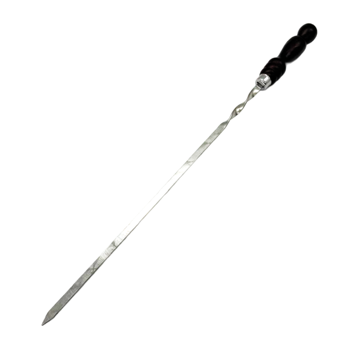 Skewer with Wooden Handle, 600 x 10 x 2.5 mm, Stainless Steel
